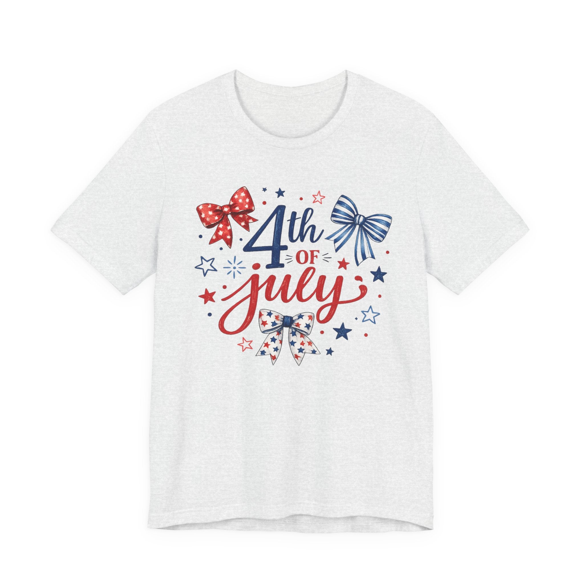 4th of July Bow & Stars T-Shirt — Red, White & Blue Patriotic Tee