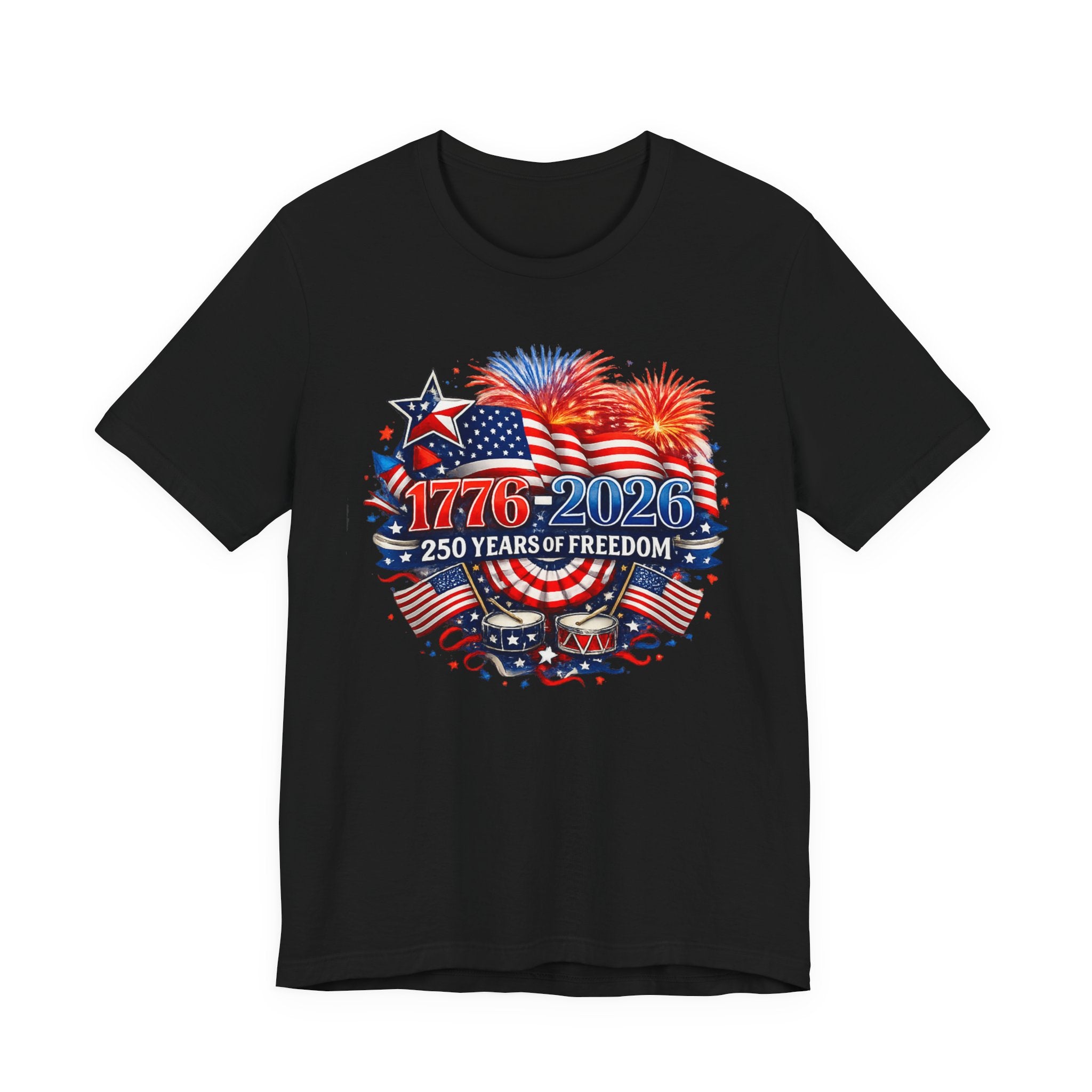 1776-2026 Freedom T-Shirt — Patriotic American Flag Fourth of July Tee