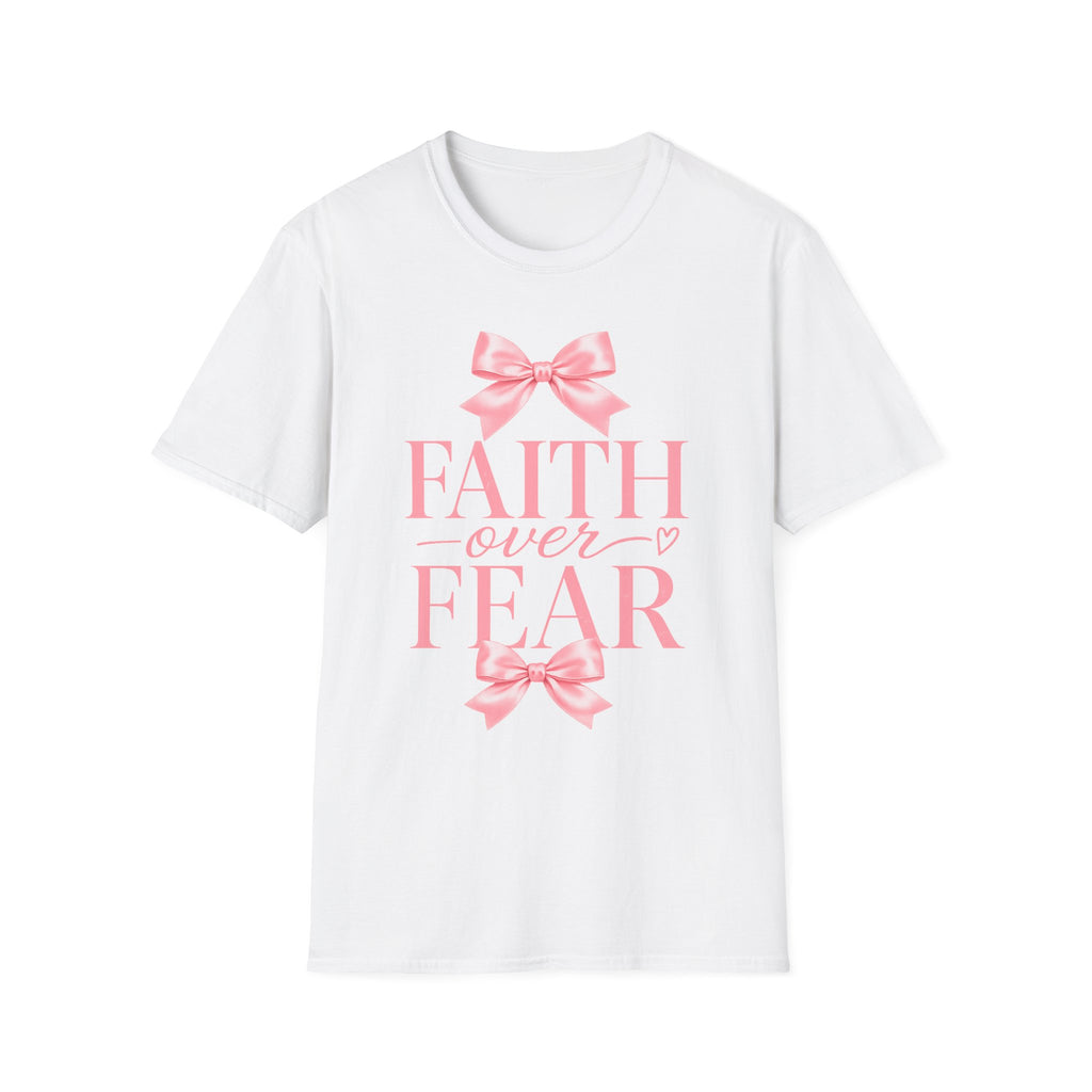 Faith Over Fear T-Shirt — Pink Ribbon Inspirational Christian Tee