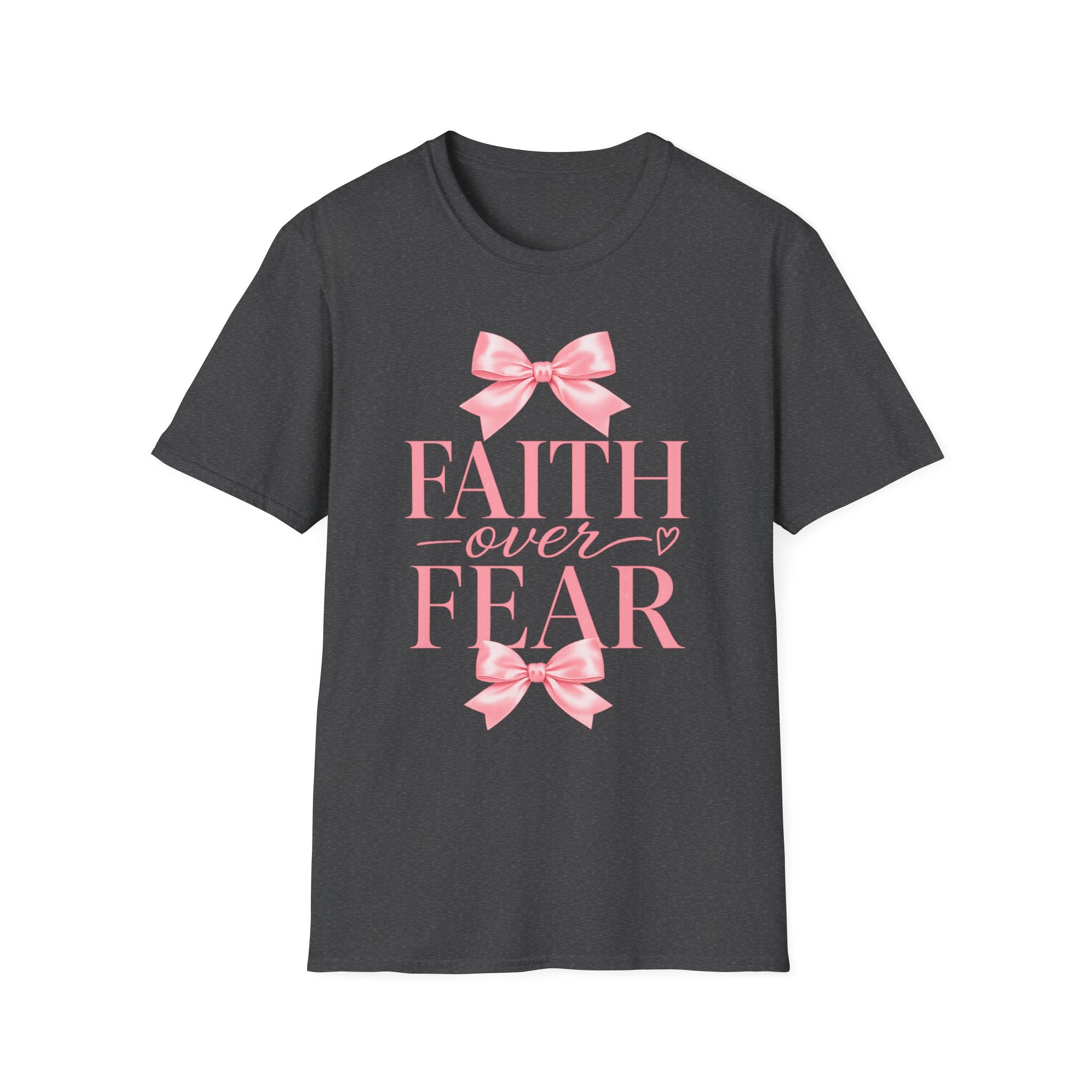 Faith Over Fear T-Shirt — Pink Ribbon Inspirational Christian Tee