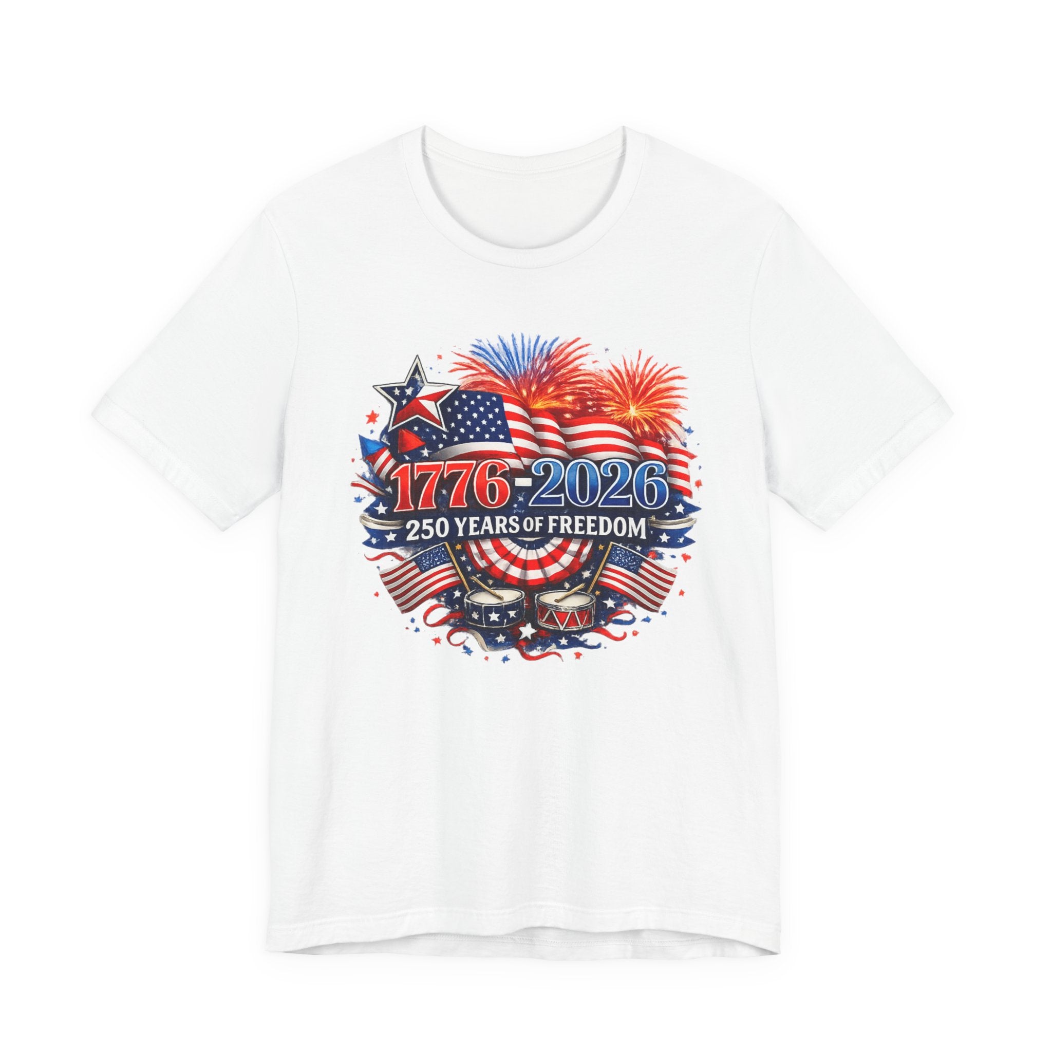 1776-2026 Freedom T-Shirt — Patriotic American Flag Fourth of July Tee
