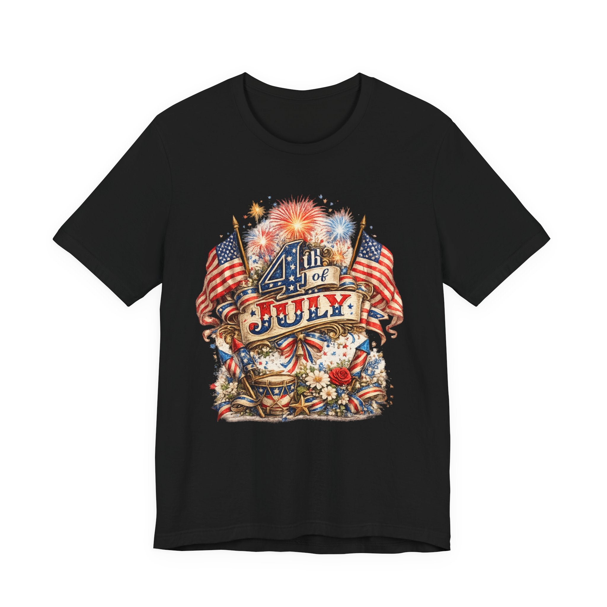 4th of July Fireworks T-Shirt — Patriotic American Flag Stars & Stripes Tee