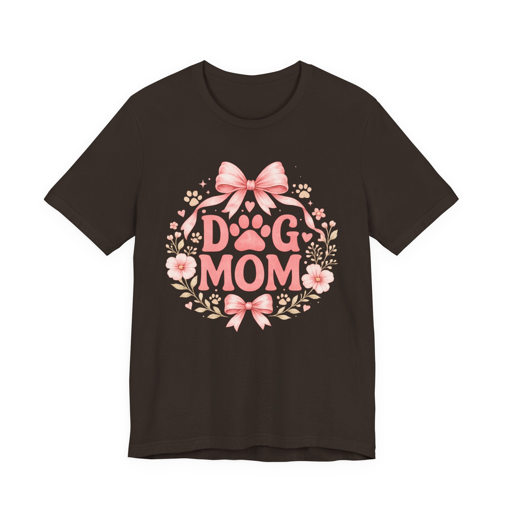 Dog Mom T-Shirt — Pink Floral Paw Tee