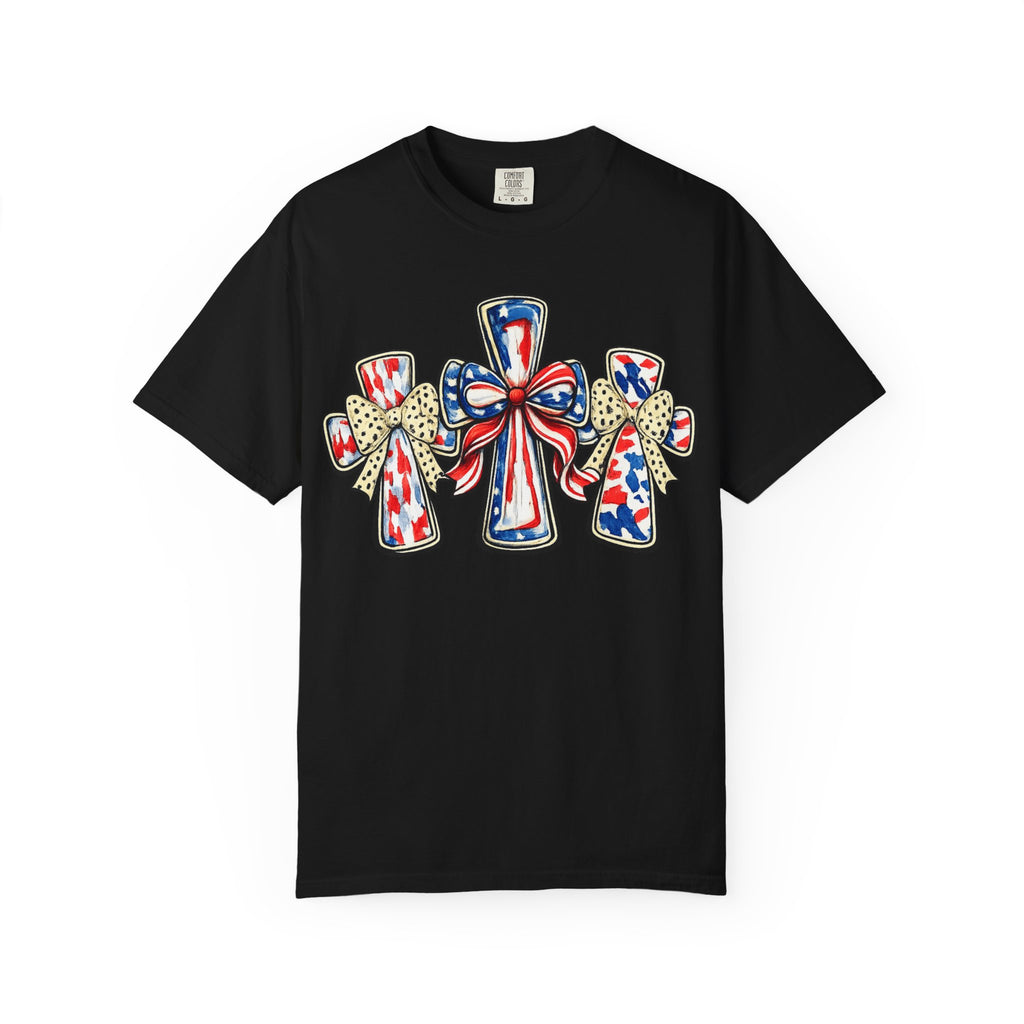 Patriotic Ribbon Crosses T-shirt | American Flag Bow Crosses