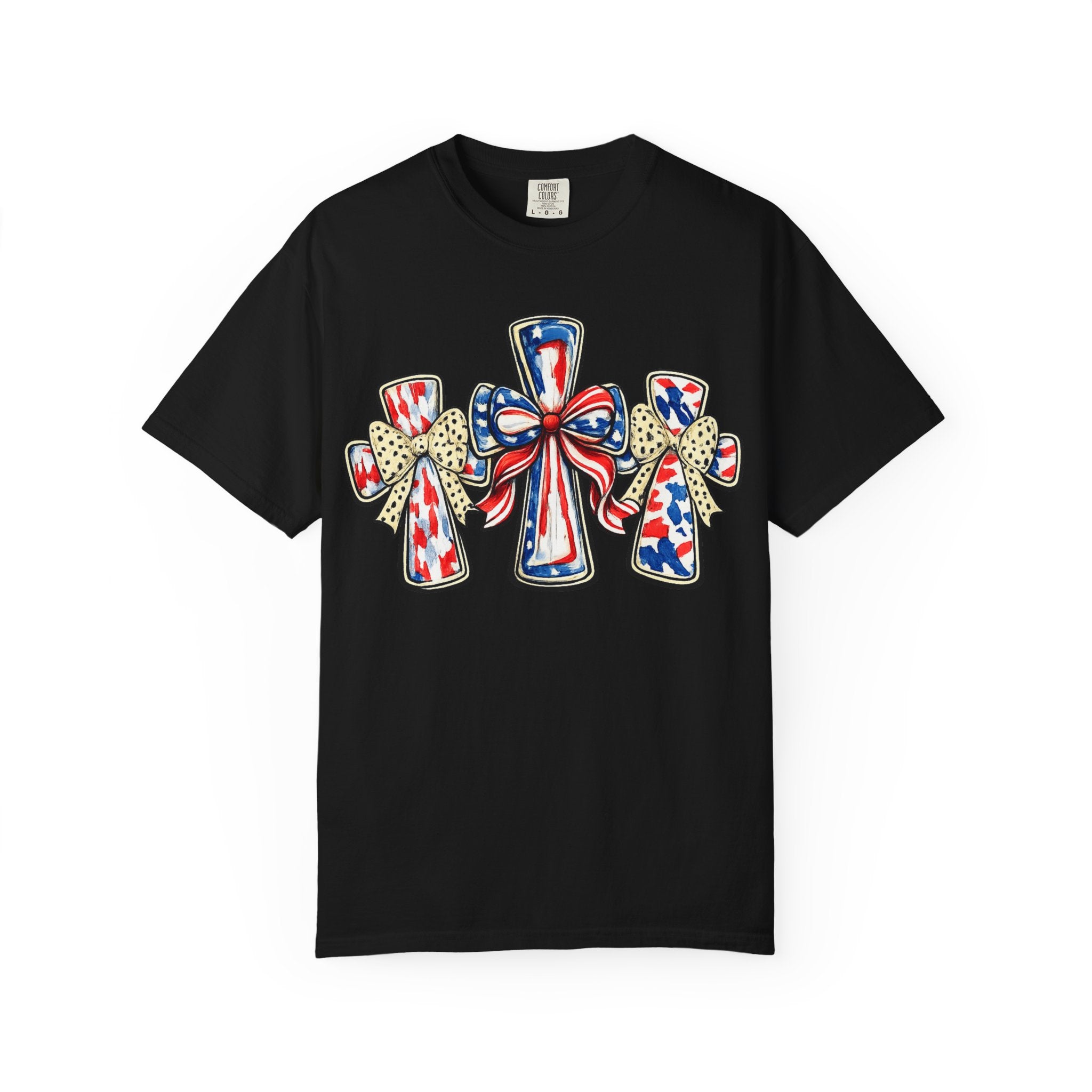 Patriotic Ribbon Crosses T-shirt | American Flag Bow Crosses