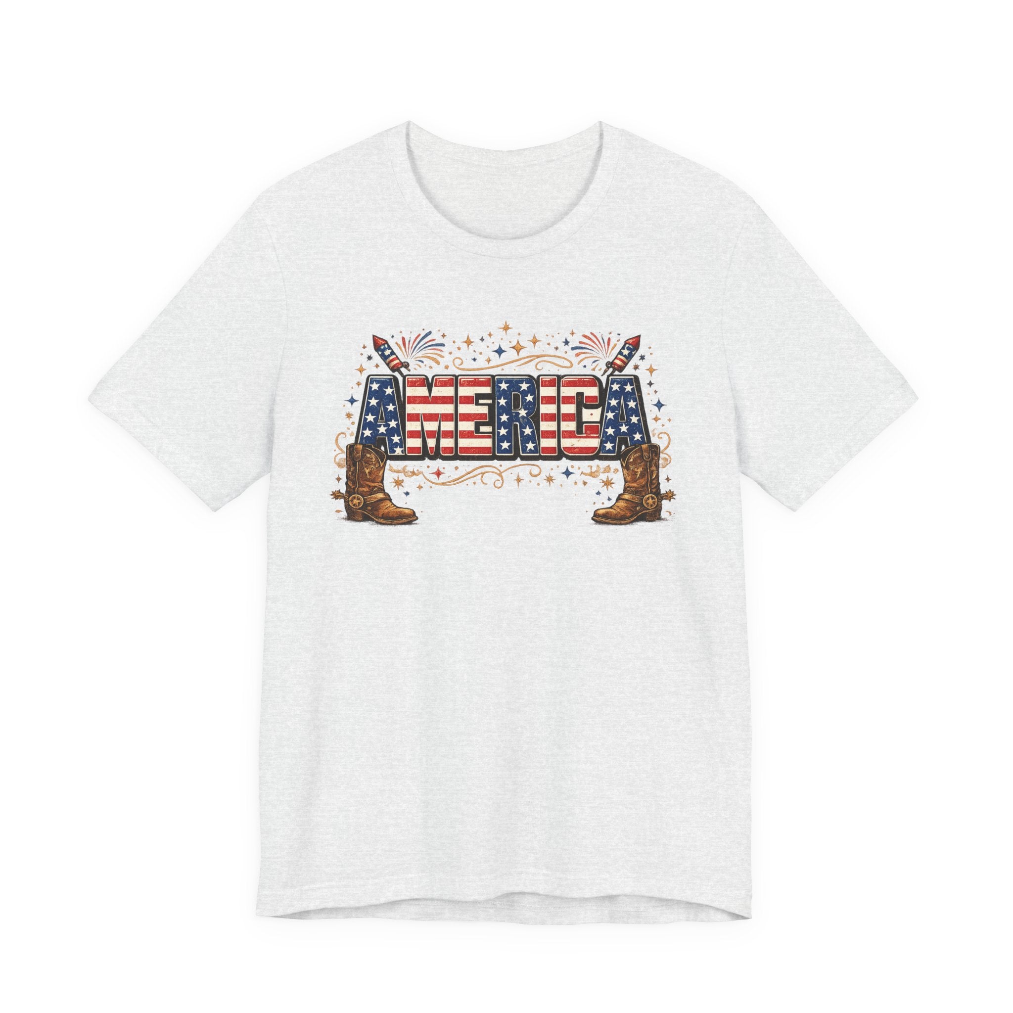 Merica Patriotic Tee – USA Flag Cowboy Boots 4th of July Shirt