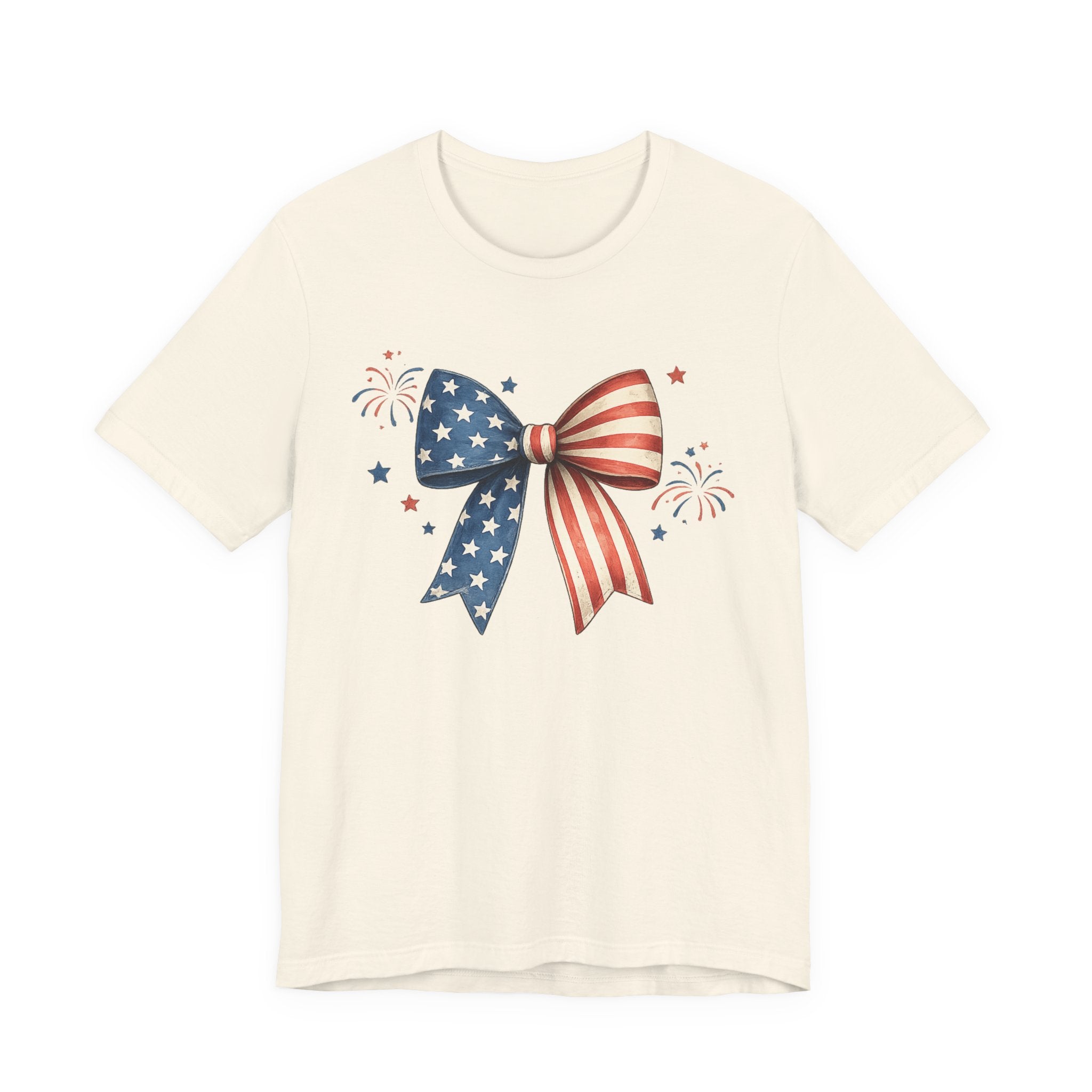 Patriotic American Flag Bow Tee — 4th of July Independence Day T-Shirt