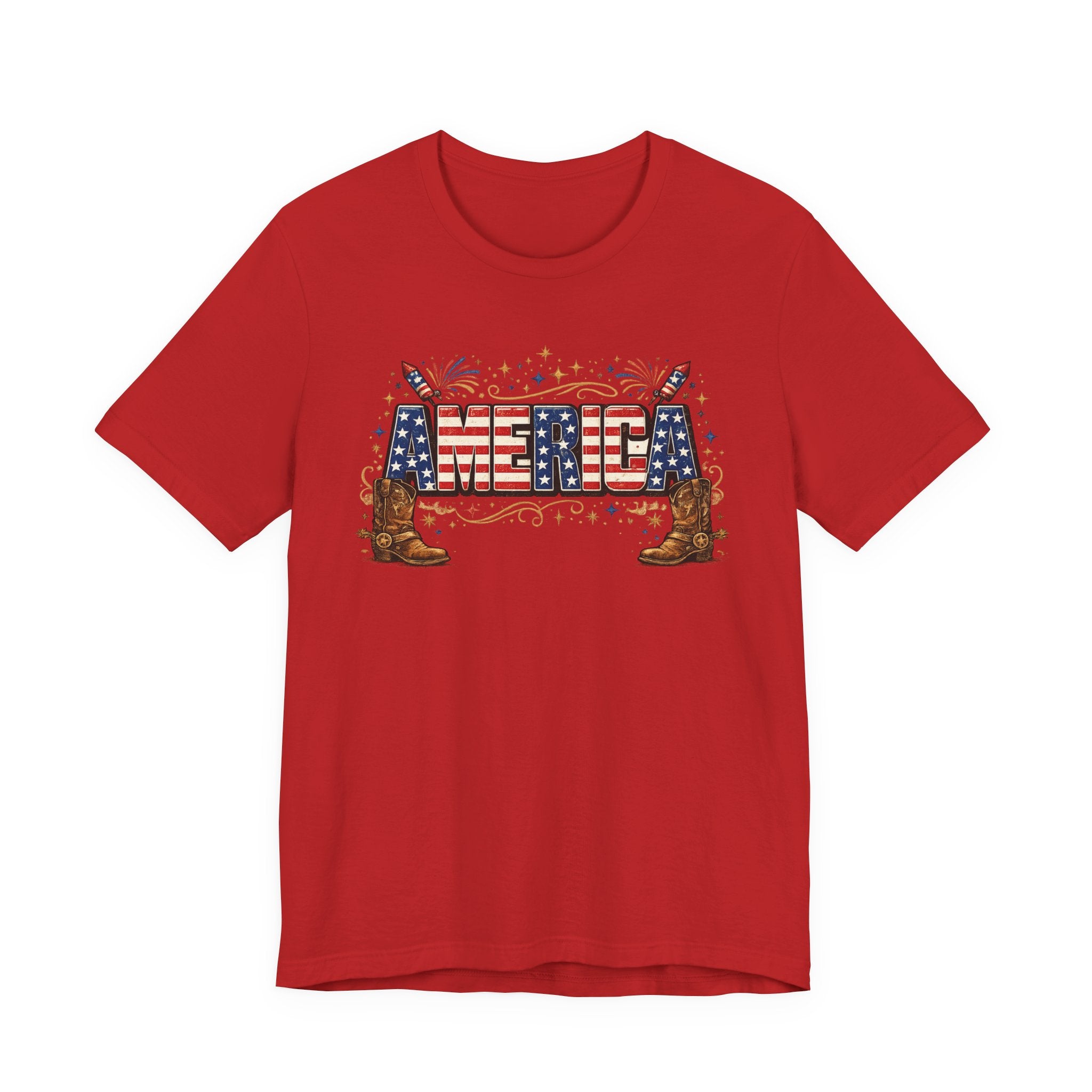 Merica Patriotic Tee – USA Flag Cowboy Boots 4th of July Shirt