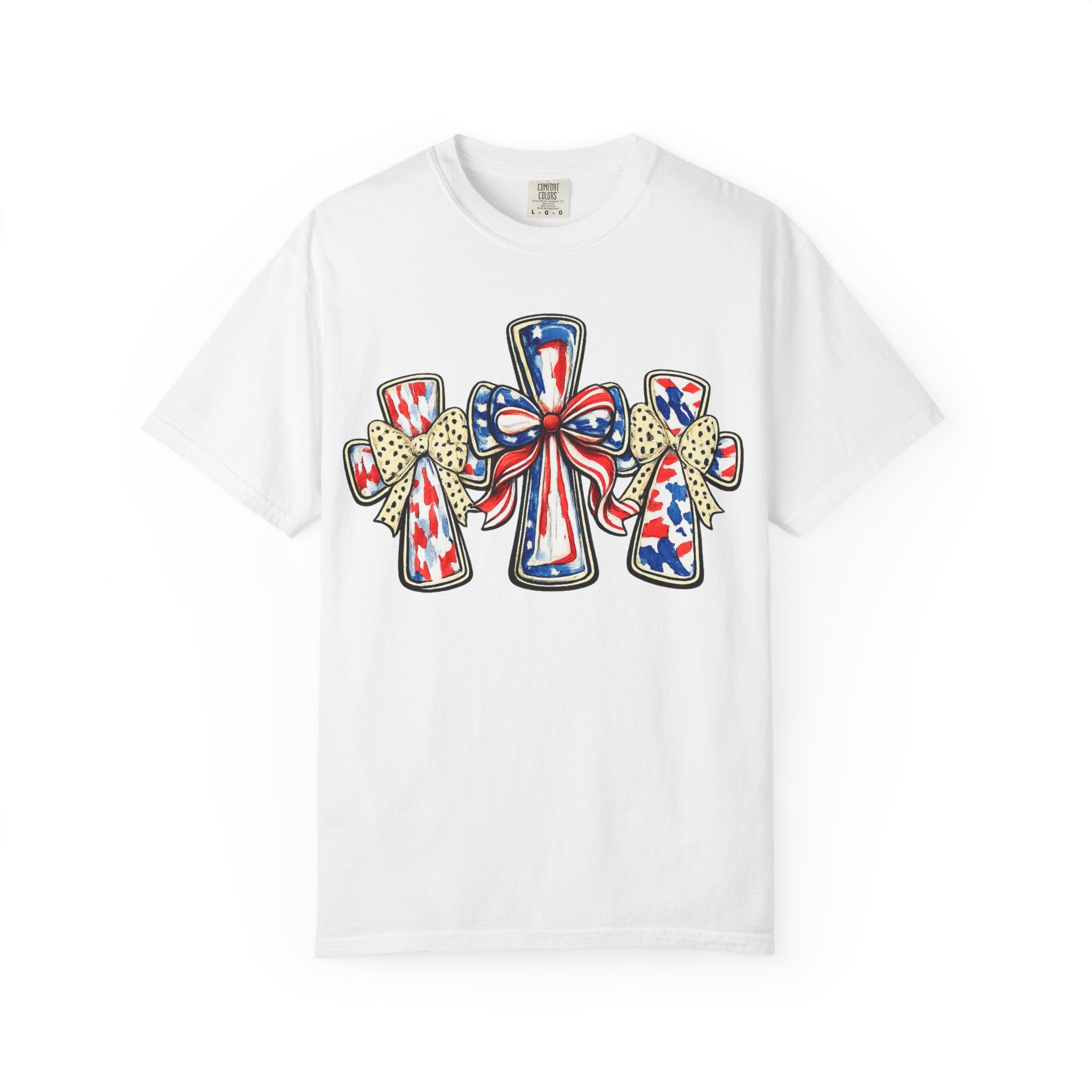 Patriotic Ribbon Crosses T-shirt | American Flag Bow Crosses
