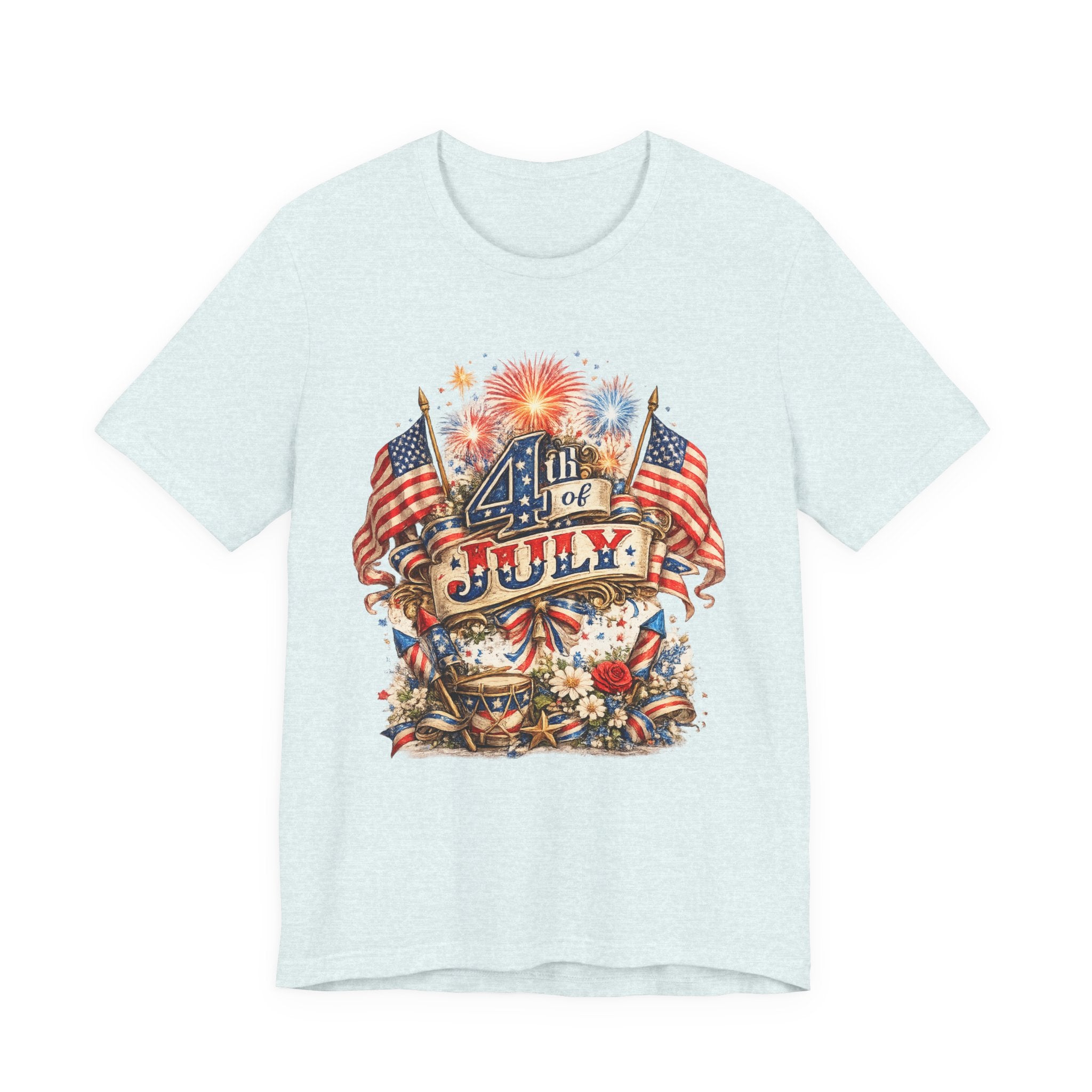 4th of July Fireworks T-Shirt — Patriotic American Flag Stars & Stripes Tee