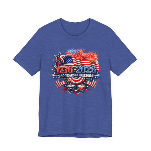 1776-2026 Freedom T-Shirt — Patriotic American Flag Fourth of July Tee