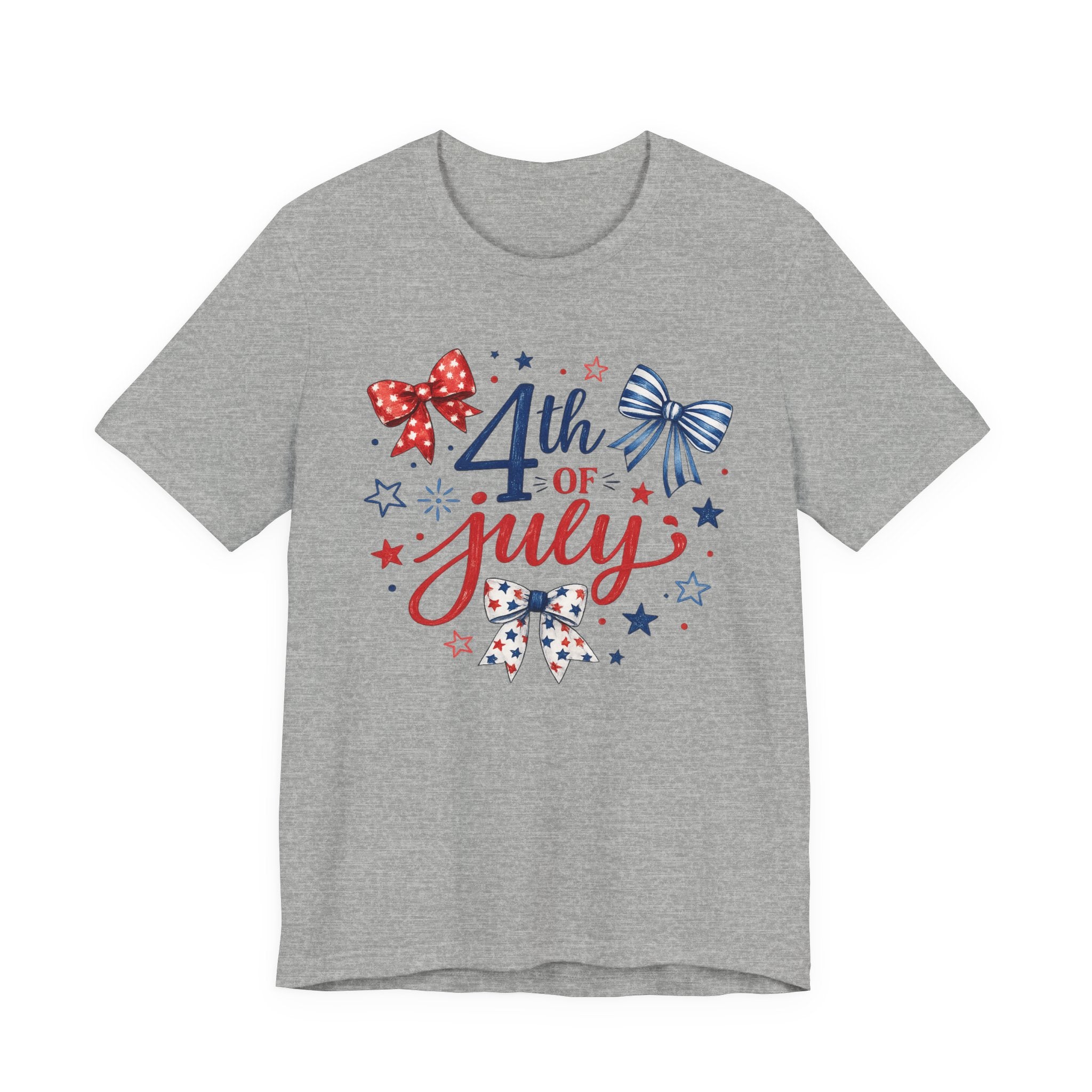 4th of July Bow & Stars T-Shirt — Red, White & Blue Patriotic Tee