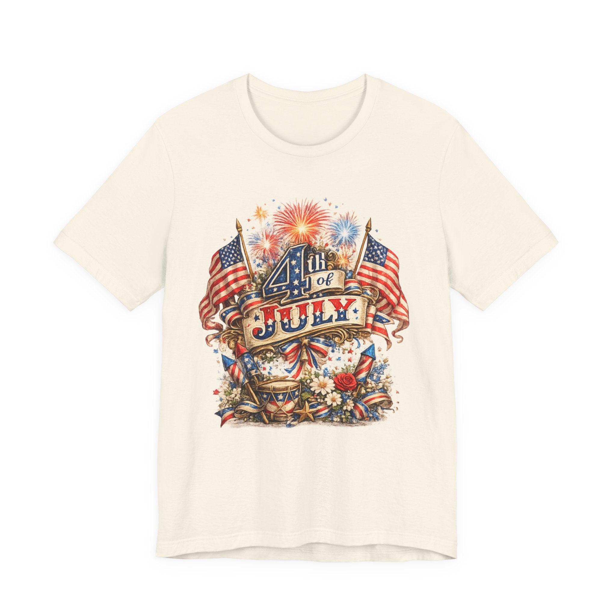 4th of July Fireworks T-Shirt — Patriotic American Flag Stars & Stripes Tee