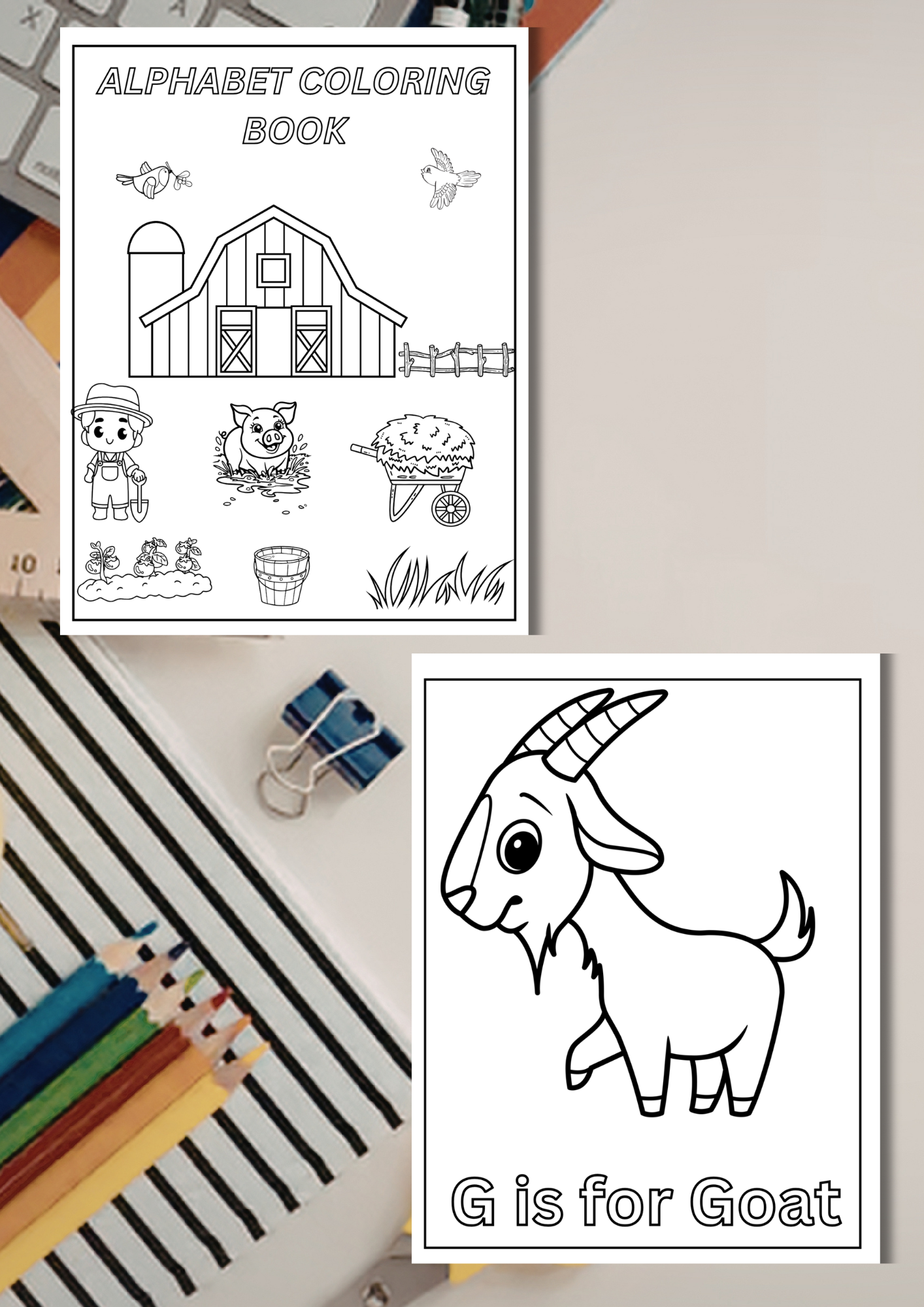 ABC Animals Coloring Book - Digital Download